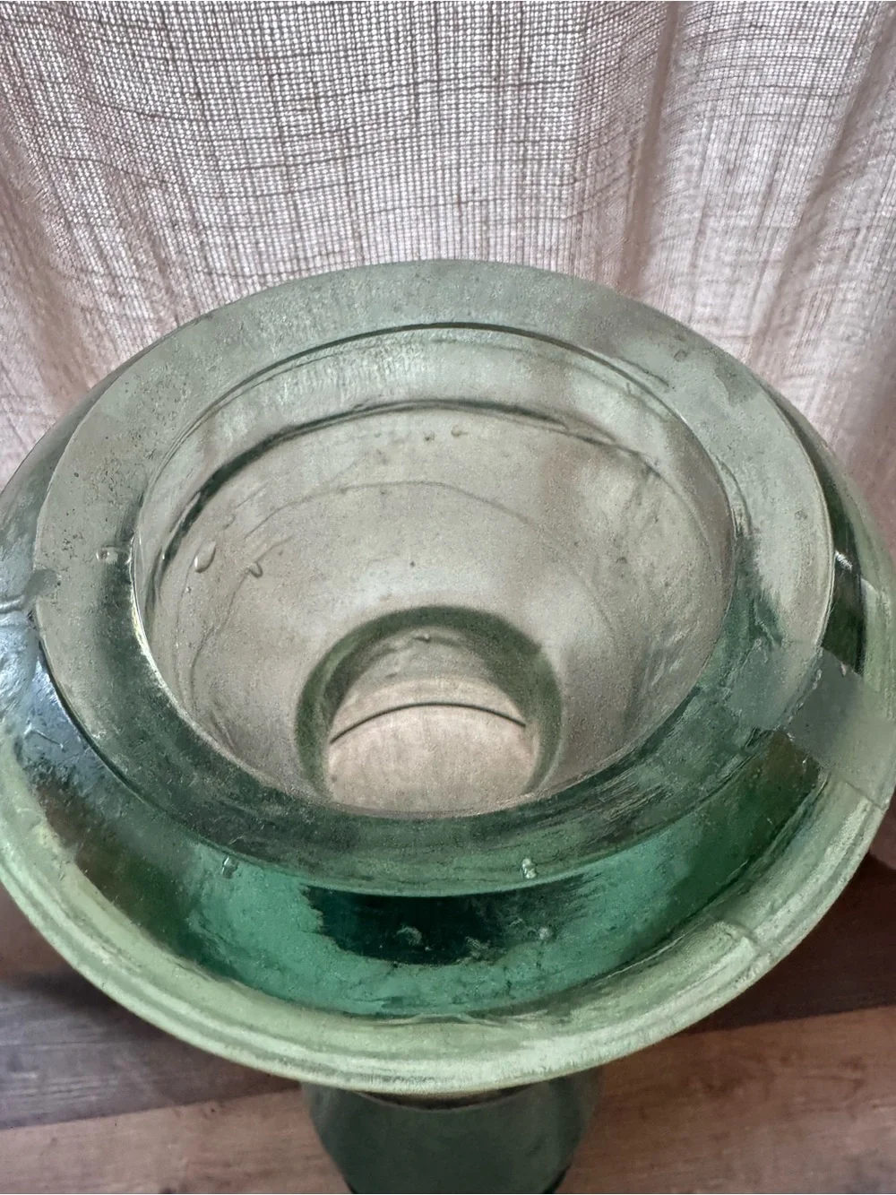 Tall Green Ombre Glass Candle Holder made in Spain 30”